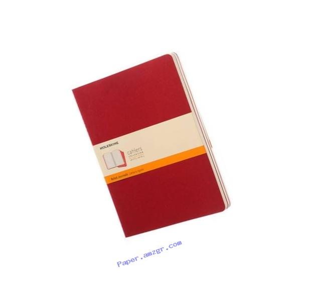 Moleskine Cahier Journal (Set of 3), Extra Large, Ruled, Cranberry Red, Soft Cover (7.5 x 10)