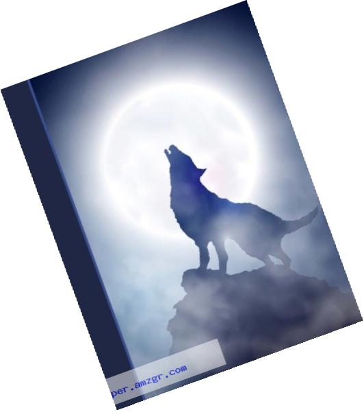 Composition Notebook: Wolf Howling at Moon College Ruled Lined Pages Book (7.44 x 9.69)