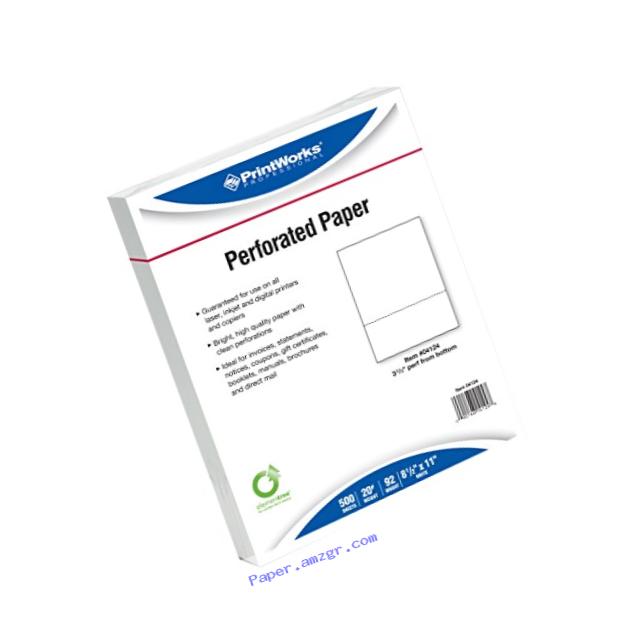 PrintWorks Professional Perforated Paper 8.5 x 11 Inches 500 Sheets Per Ream, White (04124)