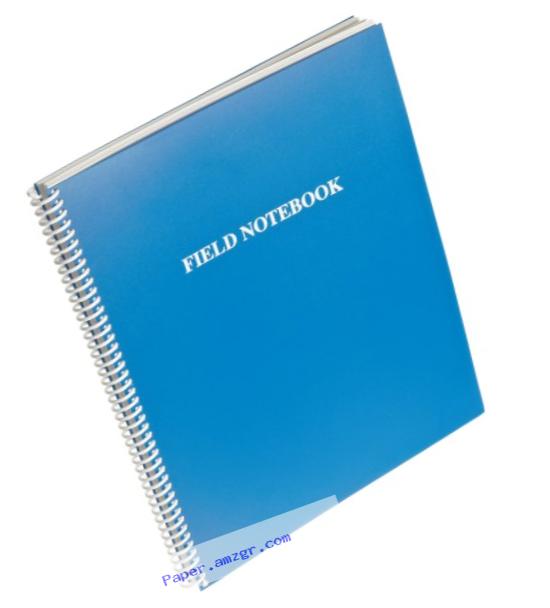 Nalgene 6303-1000 Polyethylene Spiral Field Notebook with 1/4 Inch Gridded Polypaper Pages, Blue PE Cover, 96 Pages, 11-1/4