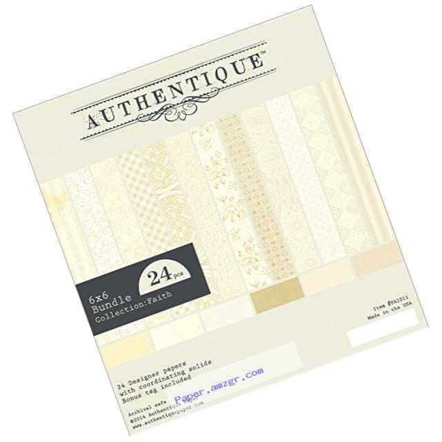 Authentique Paper Bundle Cardstock Pad, 6 x 6-Inch, Faith, 24-Pack