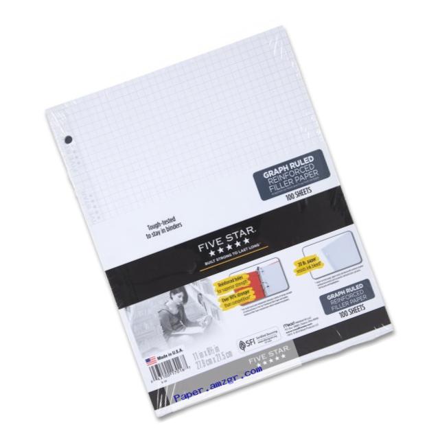 Five Star Reinforced Graph Filler Paper, Graph Ruled, Loose-Leaf, 11 x 8.5 Inch, 100 Sheets/Pack (17016)