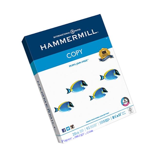 Hammermill Paper, Copy Paper Poly Wrap, 20lb, 8.5 x  11, Letter, 92 Bright, 500 Sheets / 1 Ream (180400R), Made in the USA