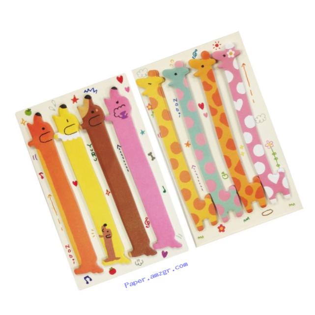 Wrapables Bookmark Flag Index Tab Sticky Notes, Hot Dog and Giraffe, Set of 2