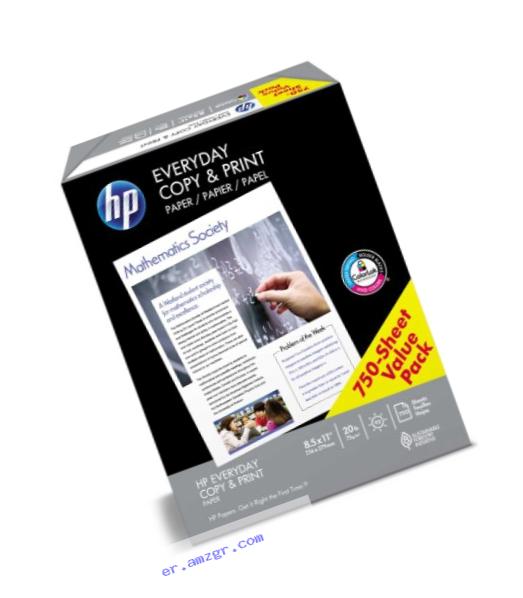 HP Paper, Everyday Copy and Print Poly Wrap, 20lb, 8.5 x 11, Letter, 92 Bright, 750 Sheets / 1 Ream (200030R), Made in the USA