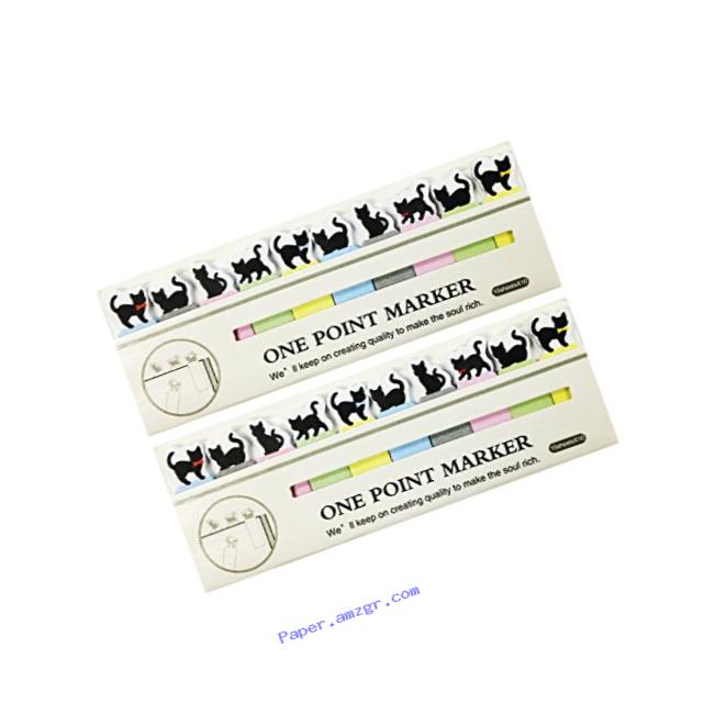 Wrapables Bookmark Flag Tab Sticky Notes, Black Cat, Set of 2