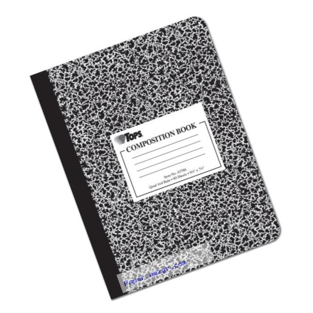 TOPS Composition Book, Quad Ruled, 4 Squares/Inch, 9.75 x 7.5-Inches, 80 Sheets, Black/White, Box of 12 Books (63786)