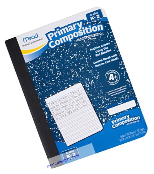 Mead Composition Books / Notebooks, Primary, Grades K-2, Wide Ruled Paper, 100 Sheets, 9-3/4